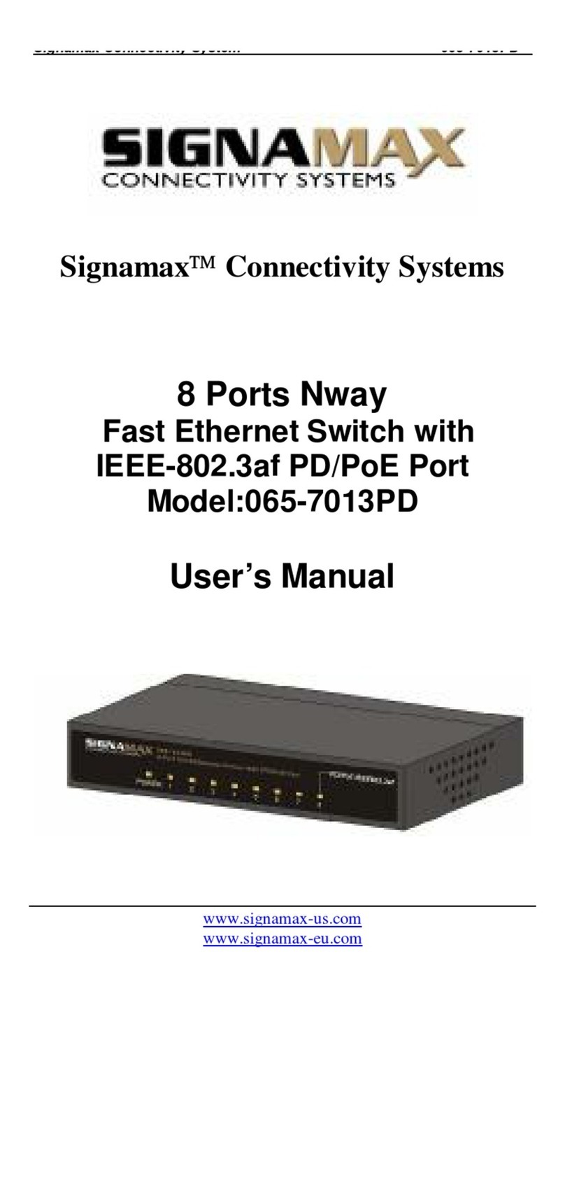 SignaMax 065-7013PD User manual