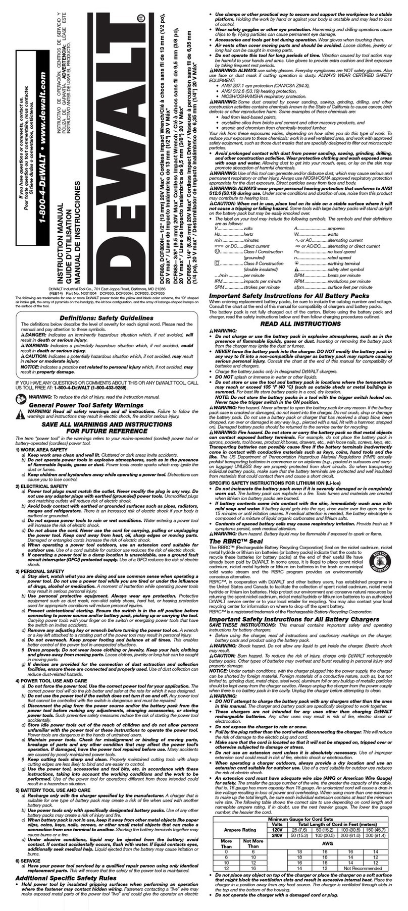 DeWalt DCF880H instruction manual