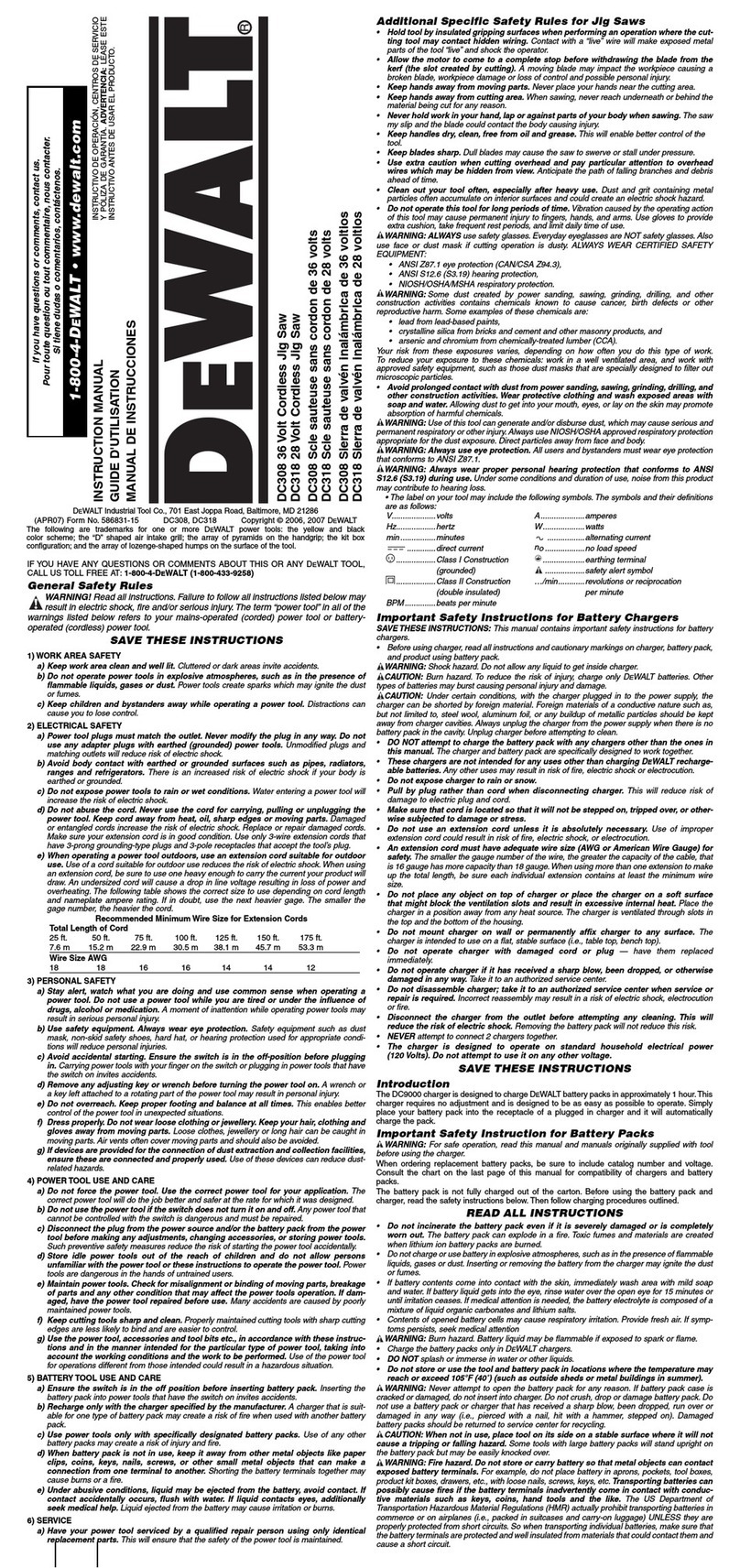 DeWalt DC308 User manual