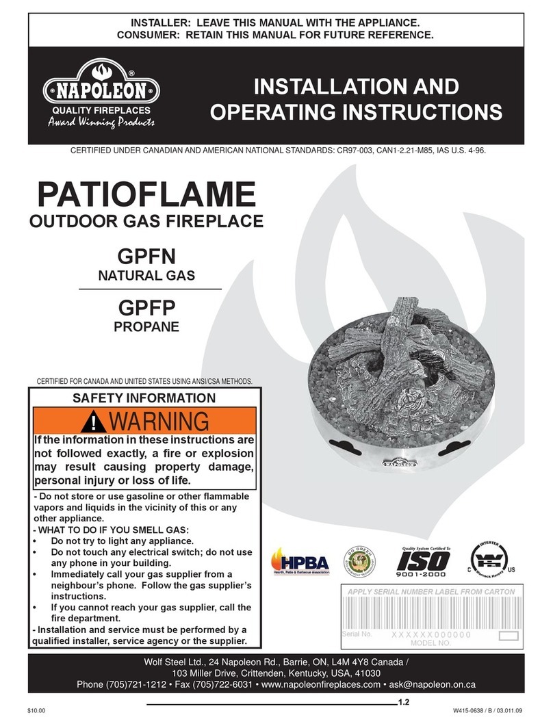 Napoleon GPFN Installation and operating instructions