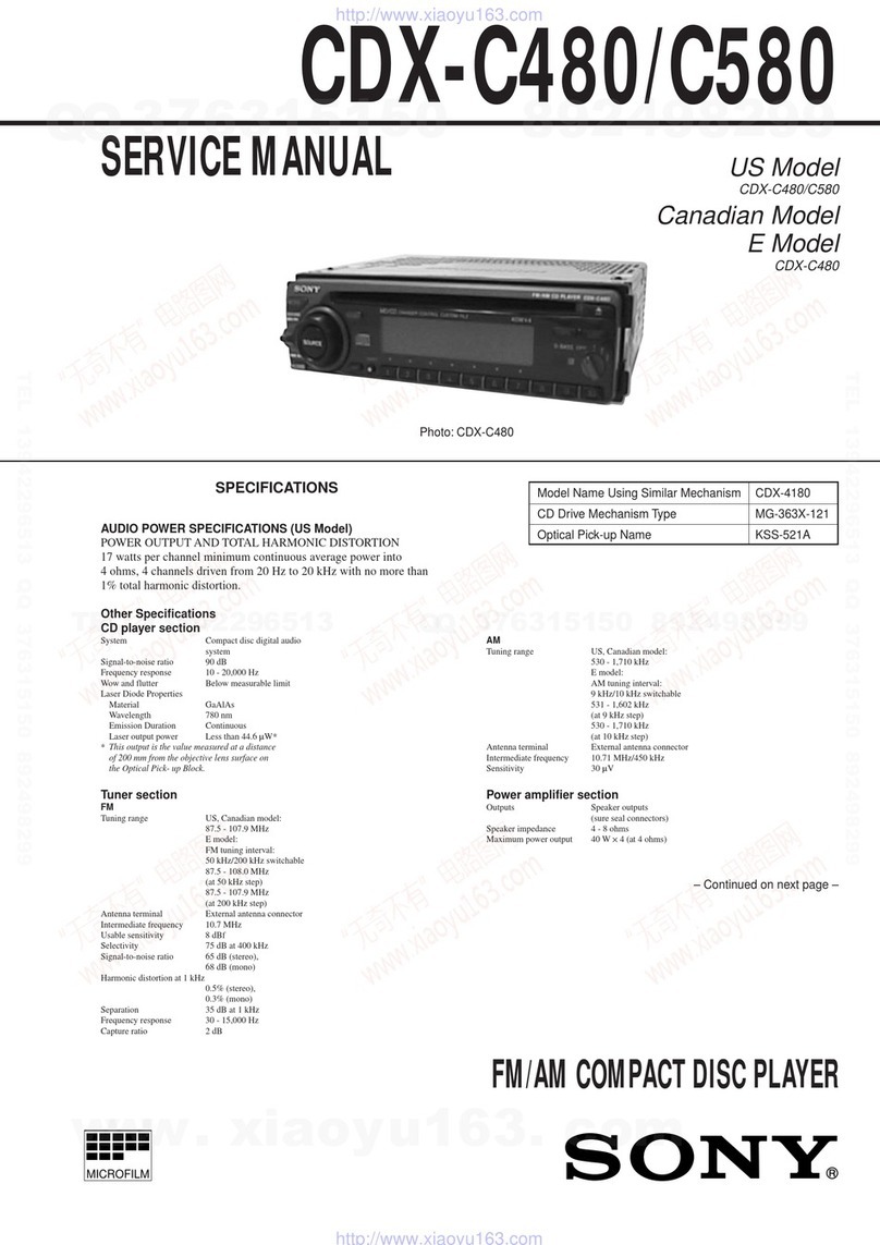 Sony CDX-C480 - Fm/am Compact Disc Player Service manual