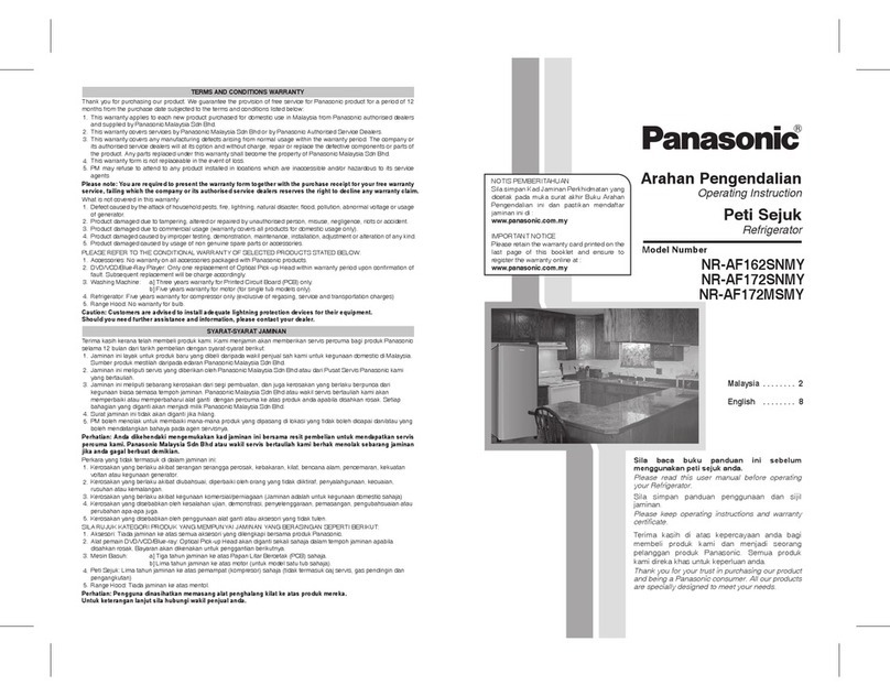 Panasonic NR-AF162SNMY User manual
