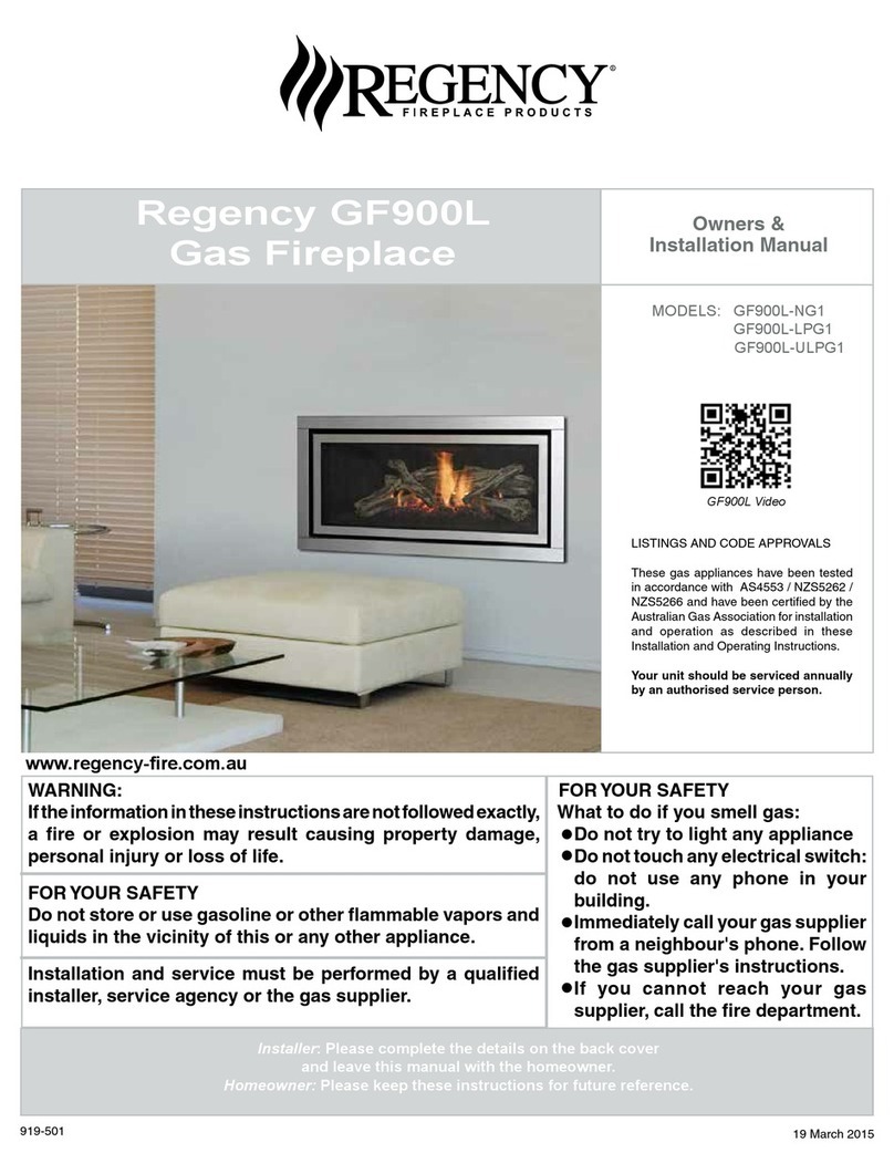 Regency GF900L-NG1 Owners & installation manual