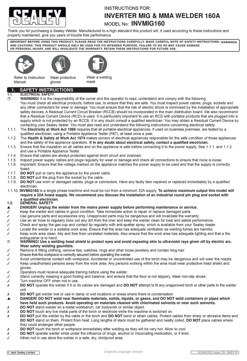 Sealey INVMIG160 instructions Sealey INVMIG160 instructions