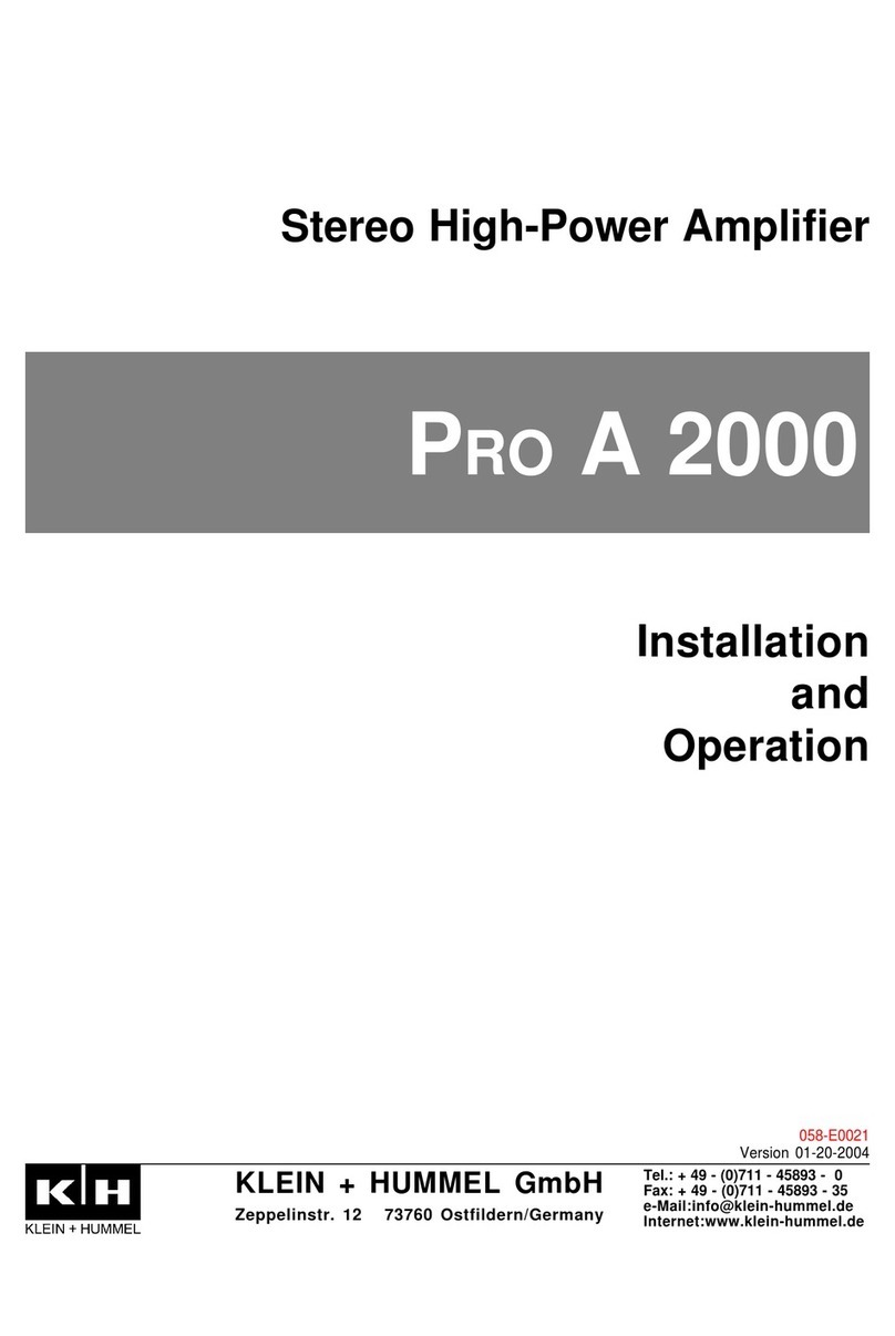 Klein + Hummel PRO A 2000 Installation and operation