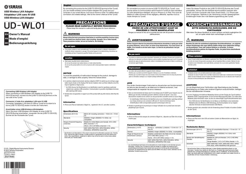 Yamaha UD-WL01 owner's manual
