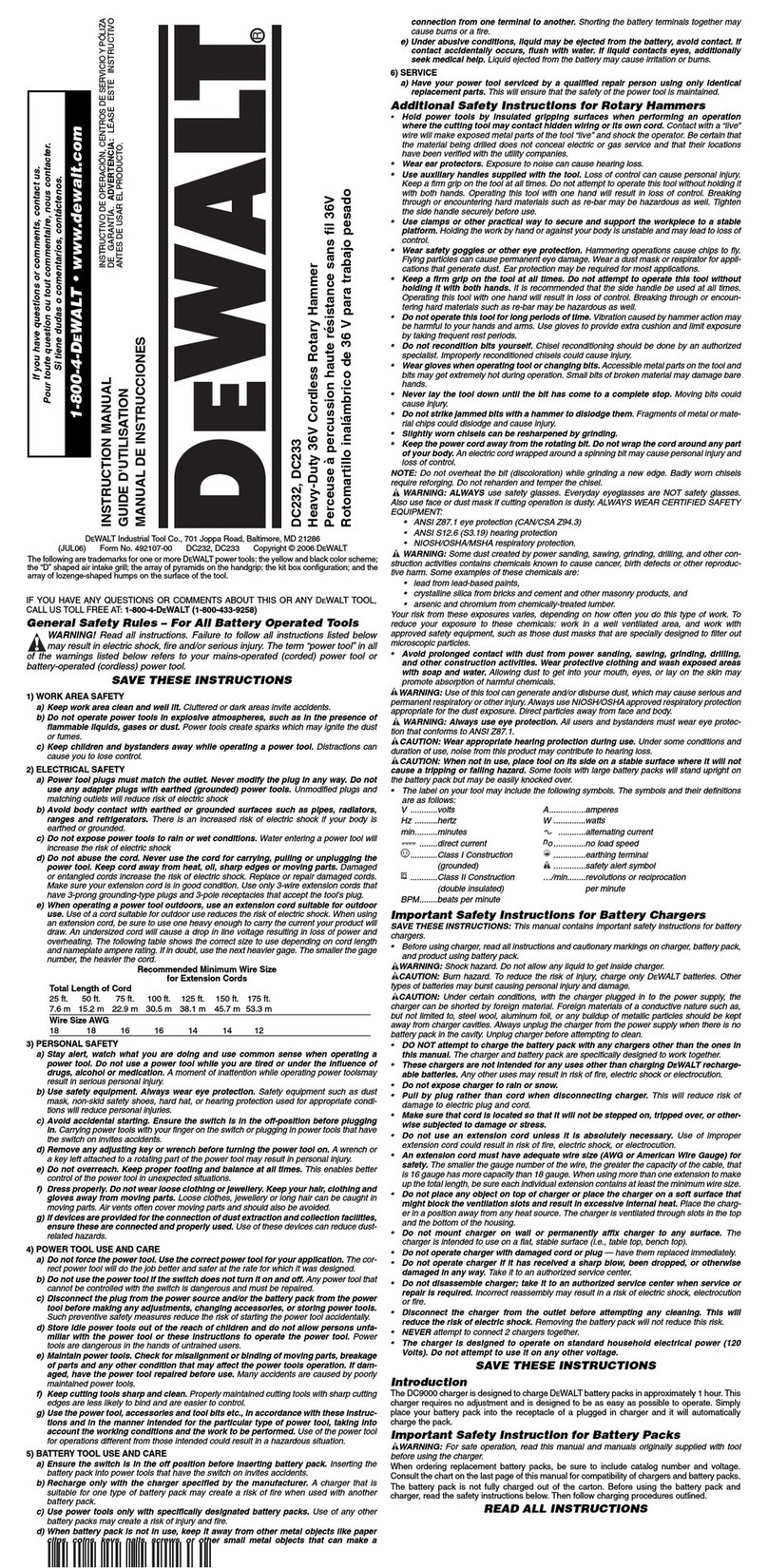 DeWalt DC232 User manual
