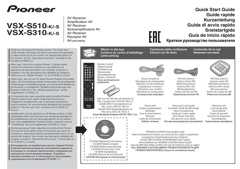 Pioneer VSX-S510-k quick start guide