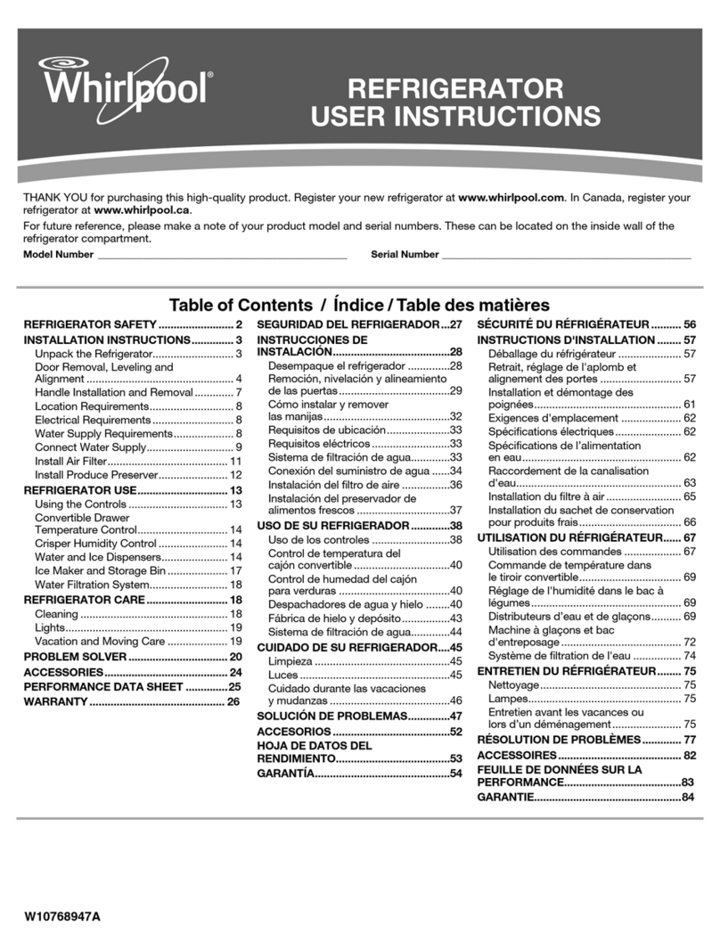 Whirlpool WRS970CIDH-WW User instructions