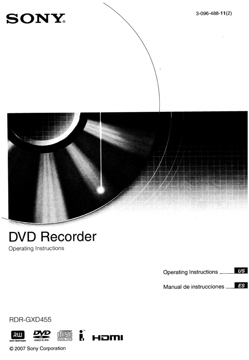 Sony RDRGXD455 - DVD Recorder With TV Tuner operating instructions