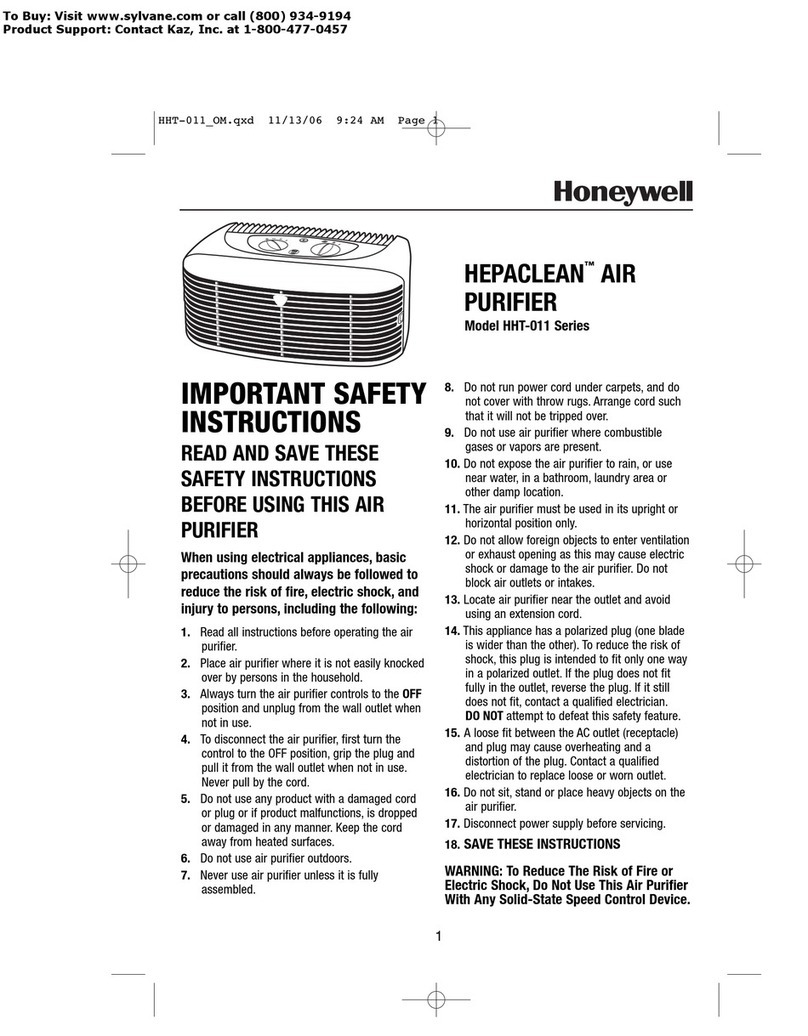 Honeywell hepaclean HHT-011 series Installation instructions