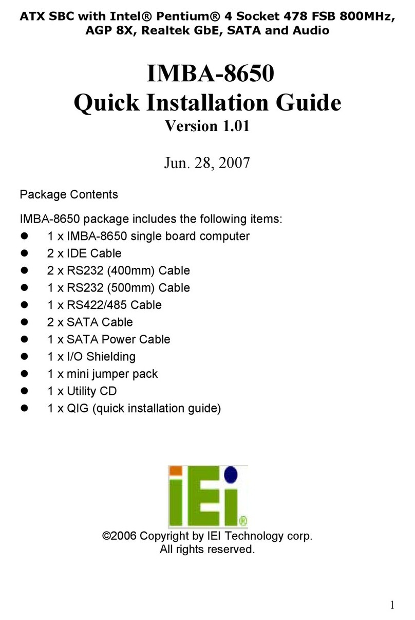 IEI Technology IMBA-8650 Quick installation guide