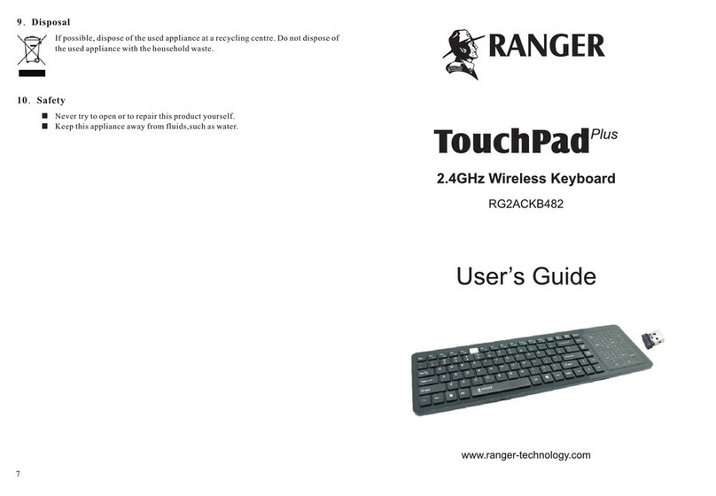 Ranger TouchPad RG2ACKB482 user guide
