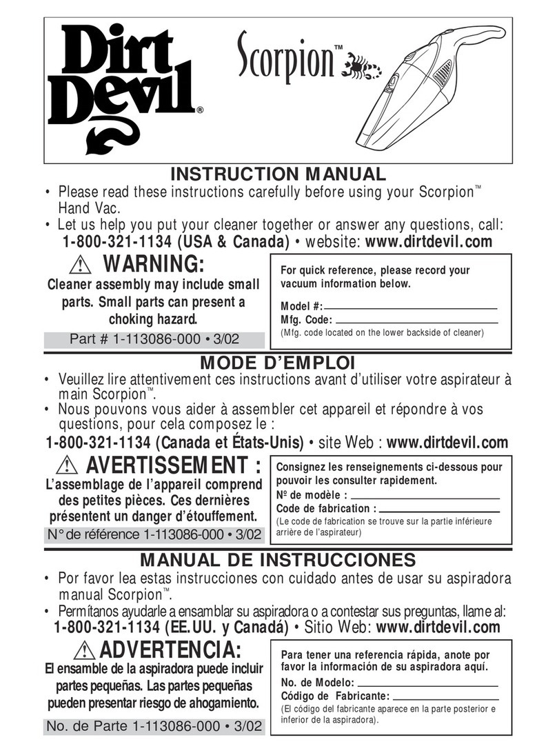 Dirt Devil Scorpion instruction manual