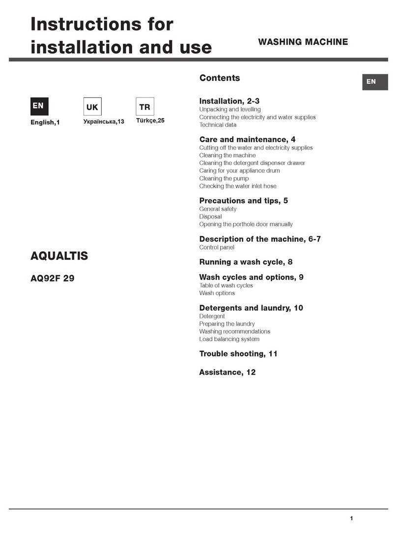 Hotpoint Ariston AQUALTIS AQ92F 29 User manual