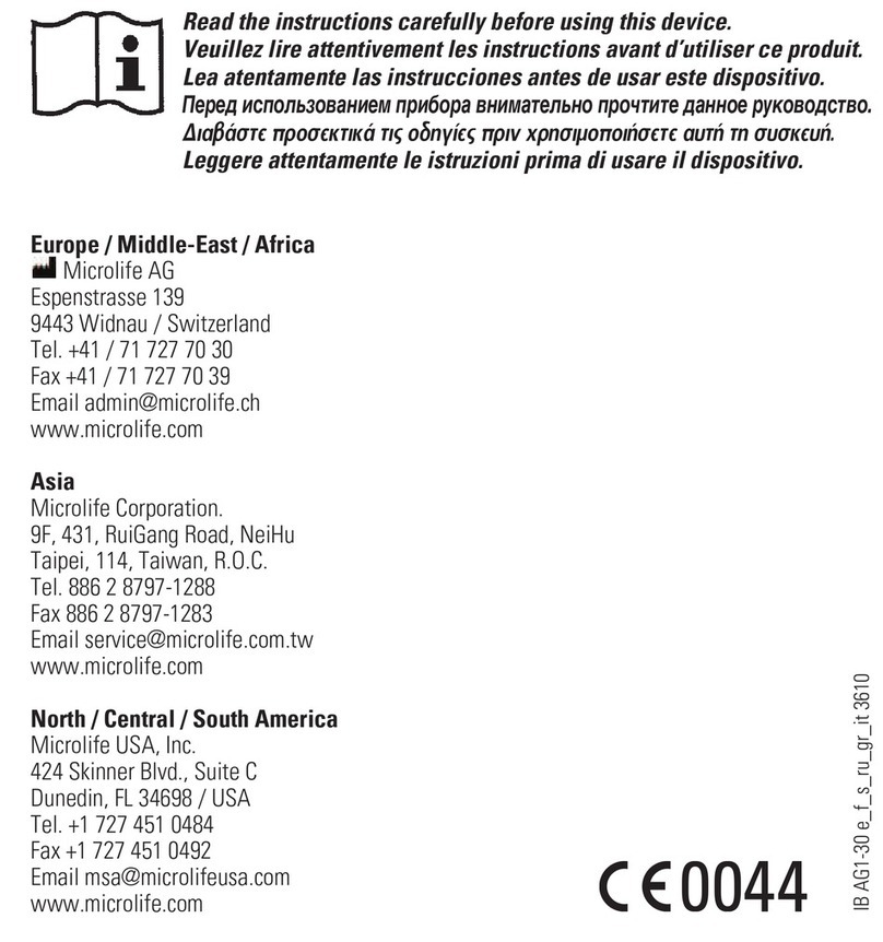 Microlife BP AG1-30 User manual