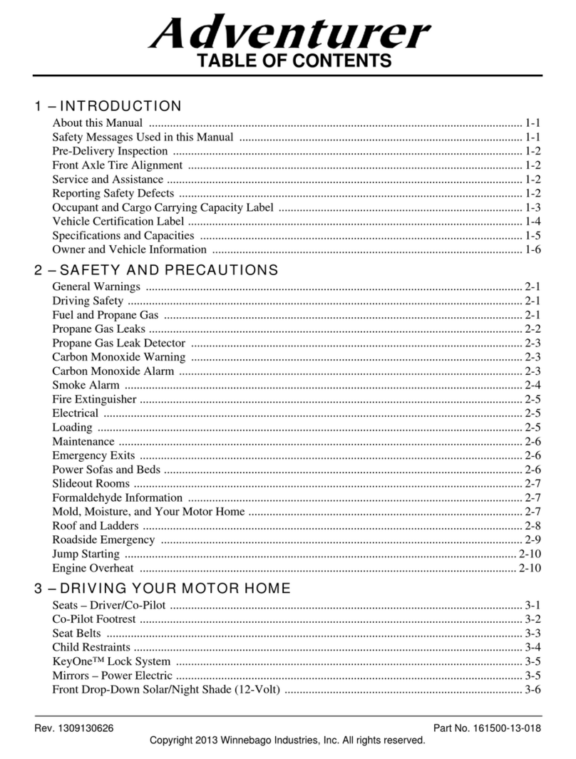 Winnebago 2013 Adventurer Operator's manual