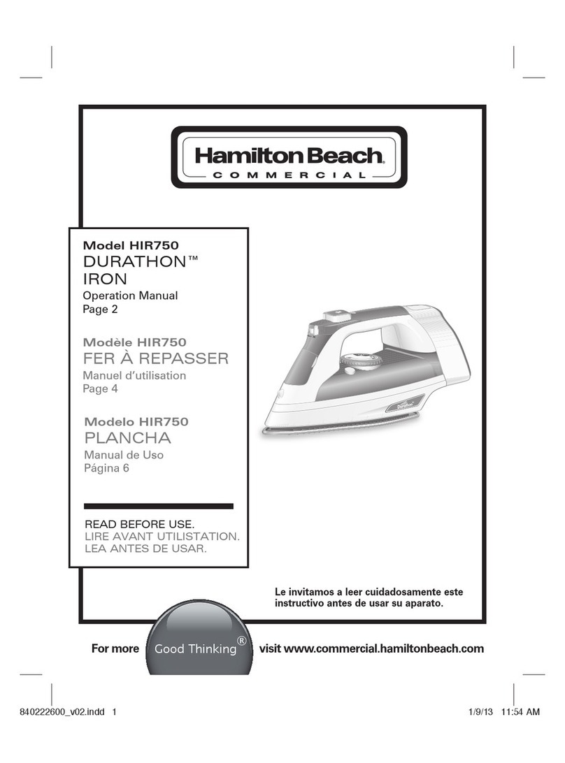 Hamilton Beach HIR750 DURATHON IRON User manual