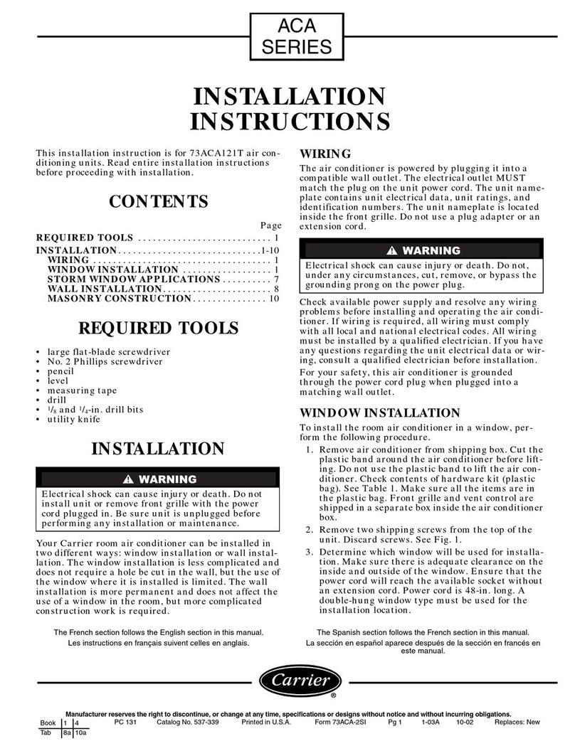 Carrier 73ACA121T User manual