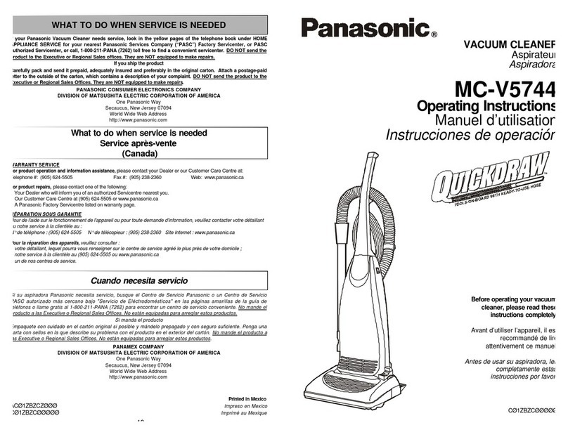 Panasonic MCV5744 - UPRIGHT VACUUM User manual Panasonic MCV5744 - UPRIGHT VACUUM User manual