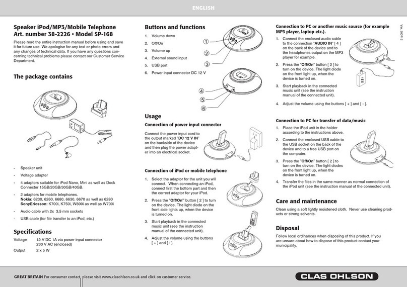 Clas Ohlson SP-168 manual
