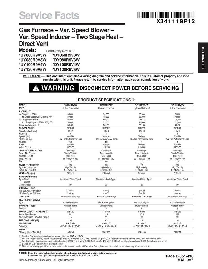 American Standard AUY060R9V3W Service manual