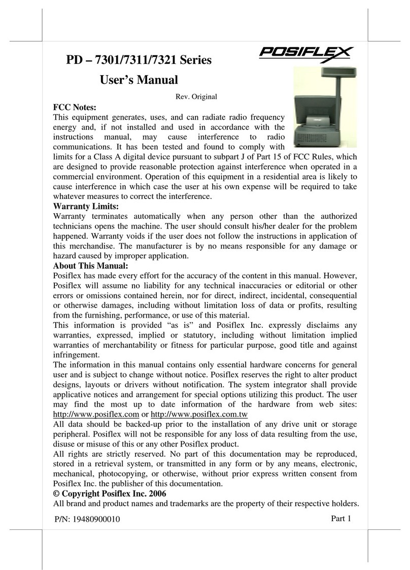 POSIFLEX PD - 7301 Series User manual