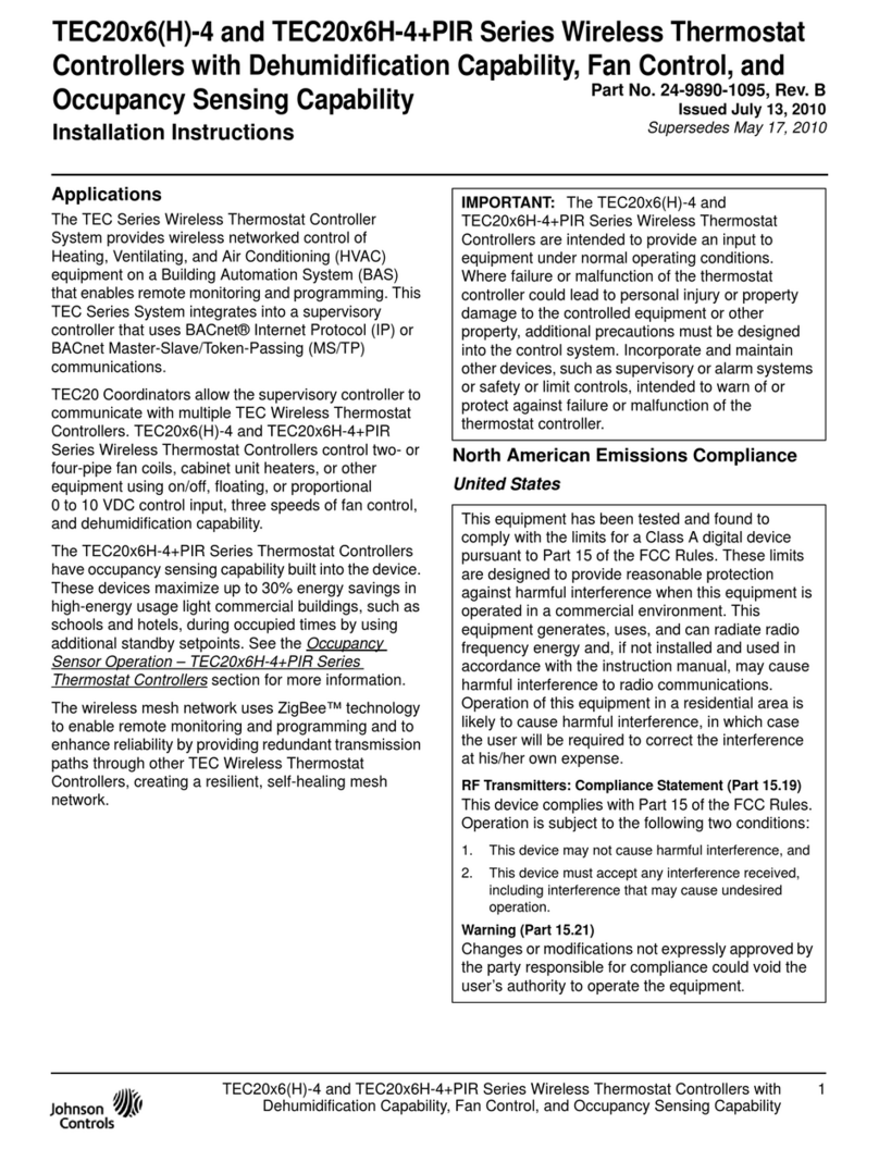 Johnson Controls TEC20x6-4 Series User manual