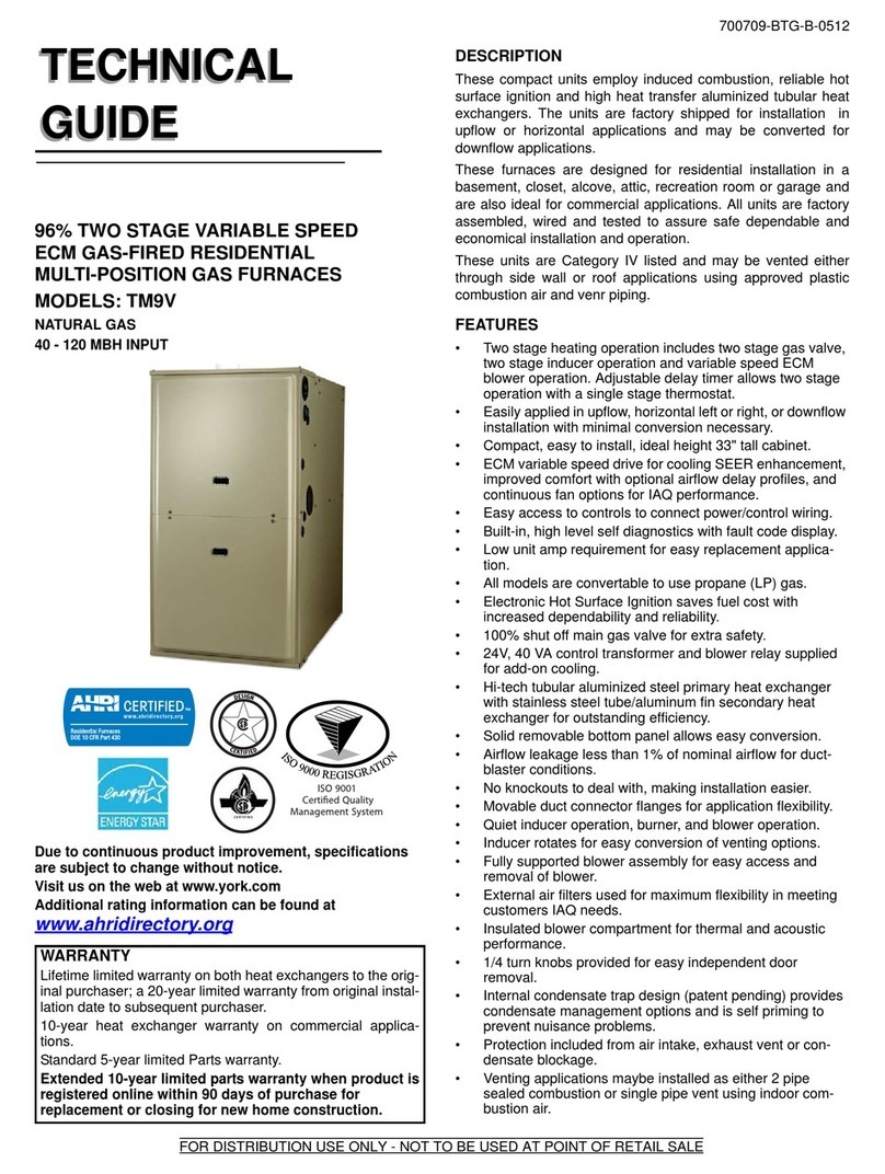 York TM9V080B12MP11 Quick start guide