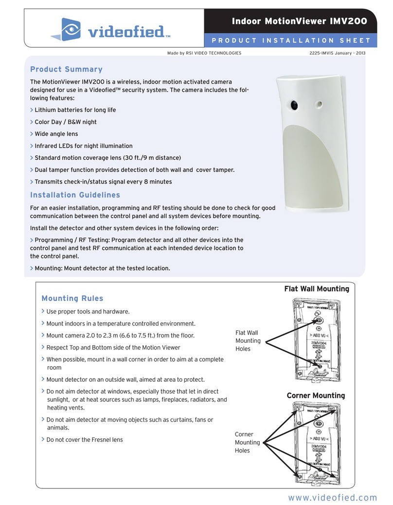 Videofied IMV200 Product installation sheet