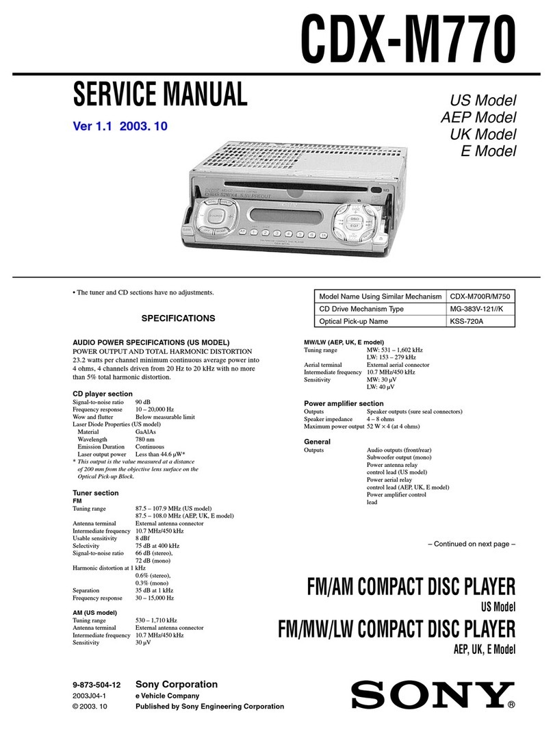 Sony CDX-M770 - Fm/am Compact Disc Player Service manual