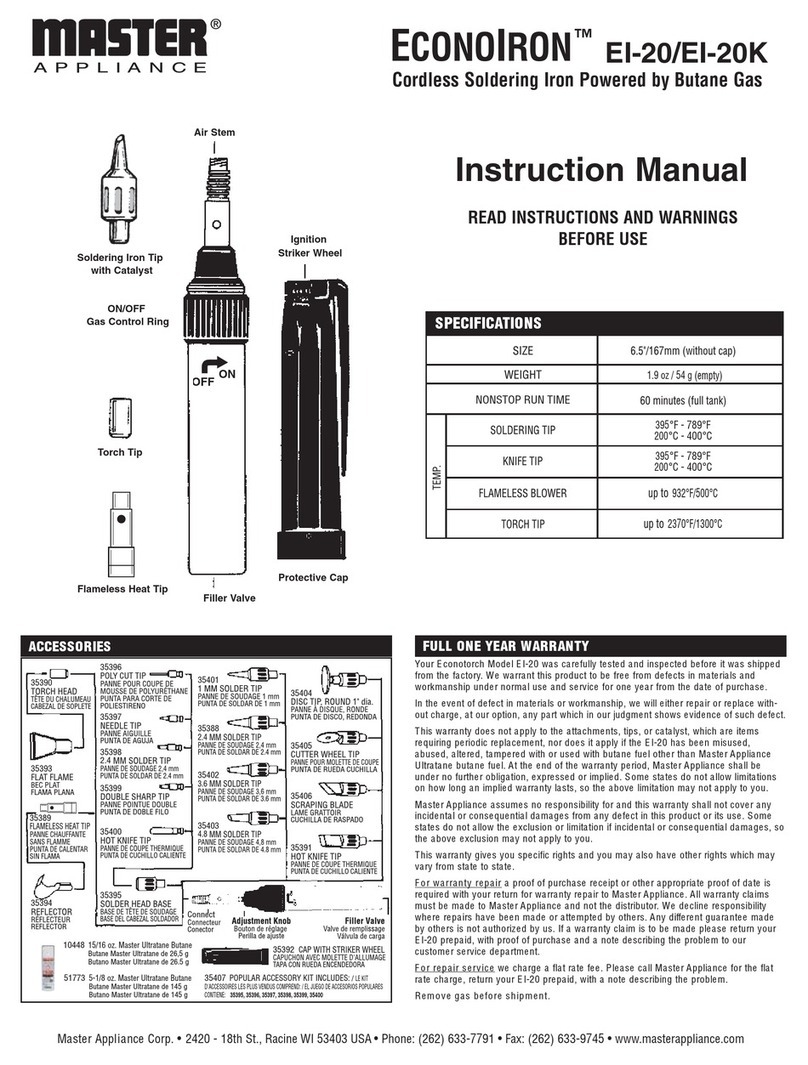 Master Appliance ECONOIRON EI-20 instruction manual