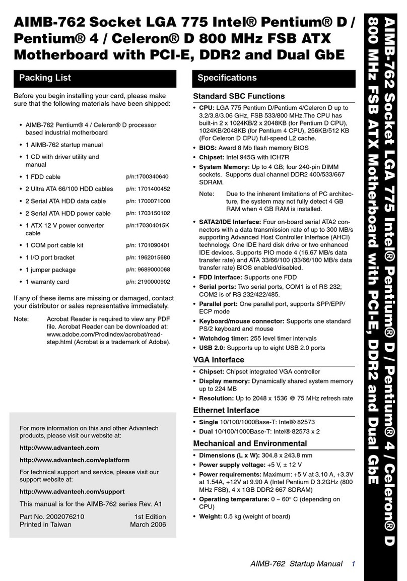 Advantech AIMB-762 Installation and operation manual