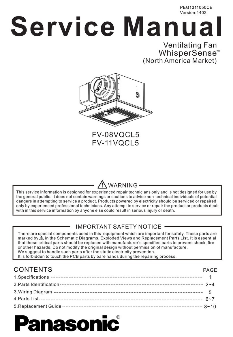 Panasonic WhisperSense FV-08VQCL5 Service manual