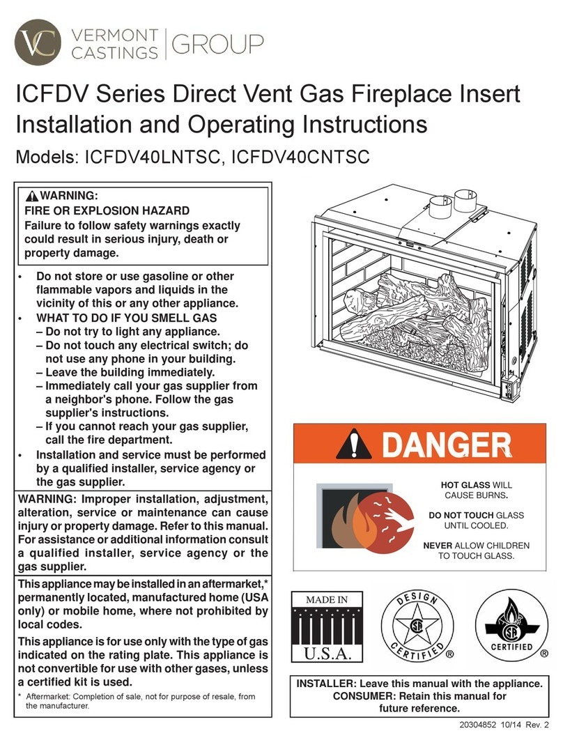 Vermont Castings ICFDV40LNTSC Installation and operating instructions