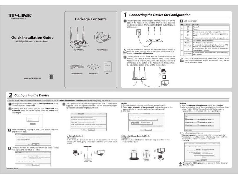 TP-Link TL-WA901ND Quick installation guide TP-Link TL-WA901ND Quick installation guide