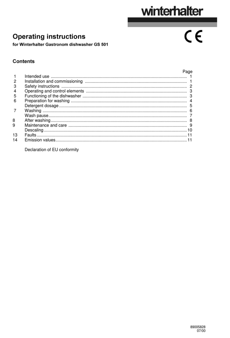 Winterhalter Gastronom GS 501 operating instructions