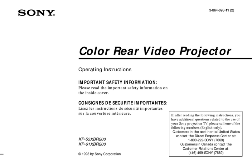 Sony KP-53XBR200 - 53" Projection Tv operating instructions
