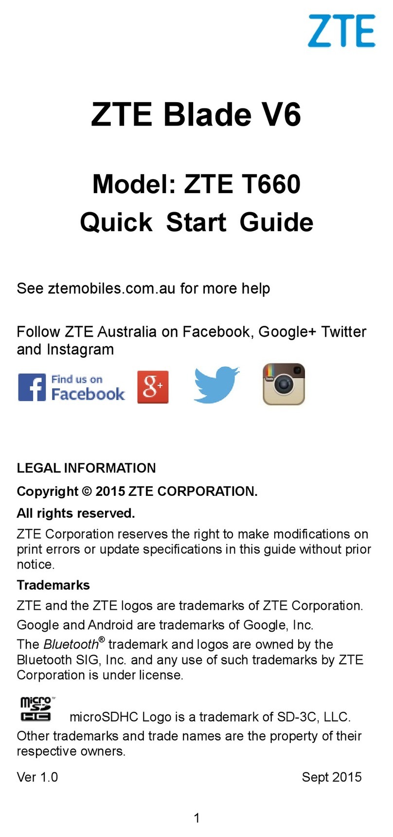 Zte Blade V6 User manual