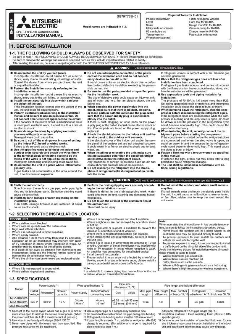 Mitsubishi Electric MSZ-HC25VA User manual