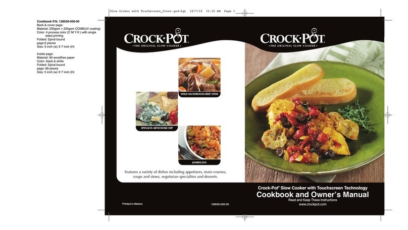 Crock-Pot Slow Cooker with Touchscreen User manual