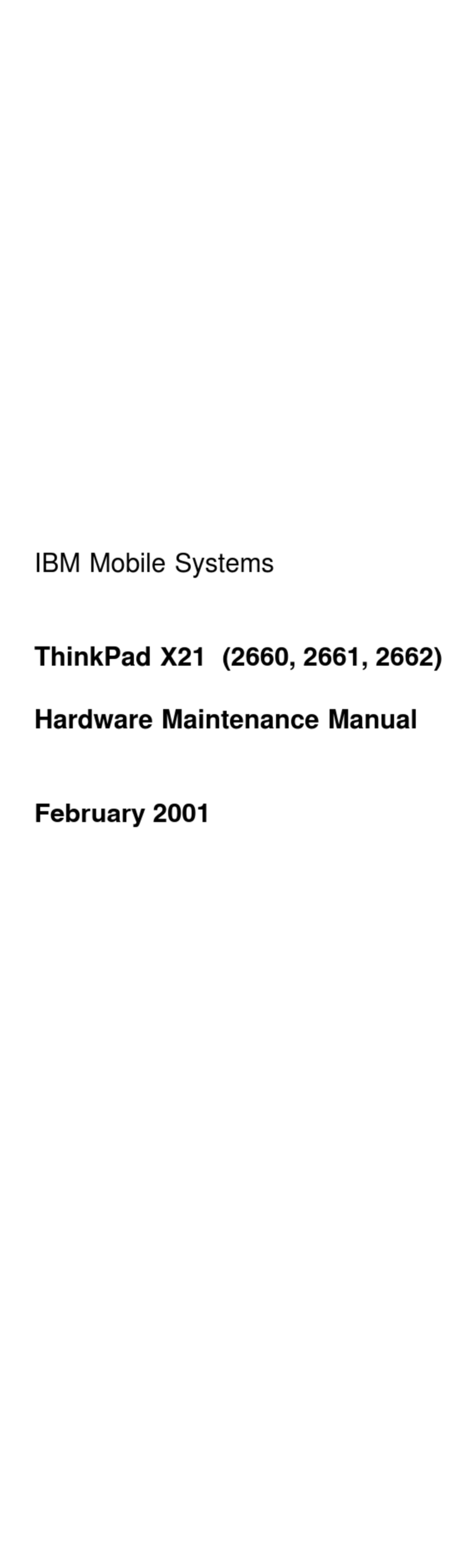 IBM ThinkPad X21 2660 Owner's manual