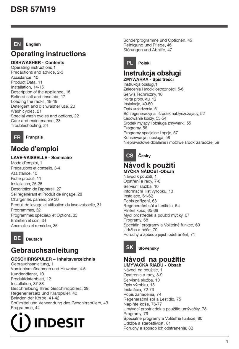 Indesit DSR 57M19 operating instructions