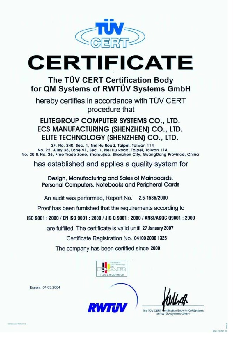 ECS RD480-A939 User manual