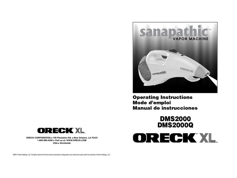 Oreck sanapathic dms2000 operating instructions