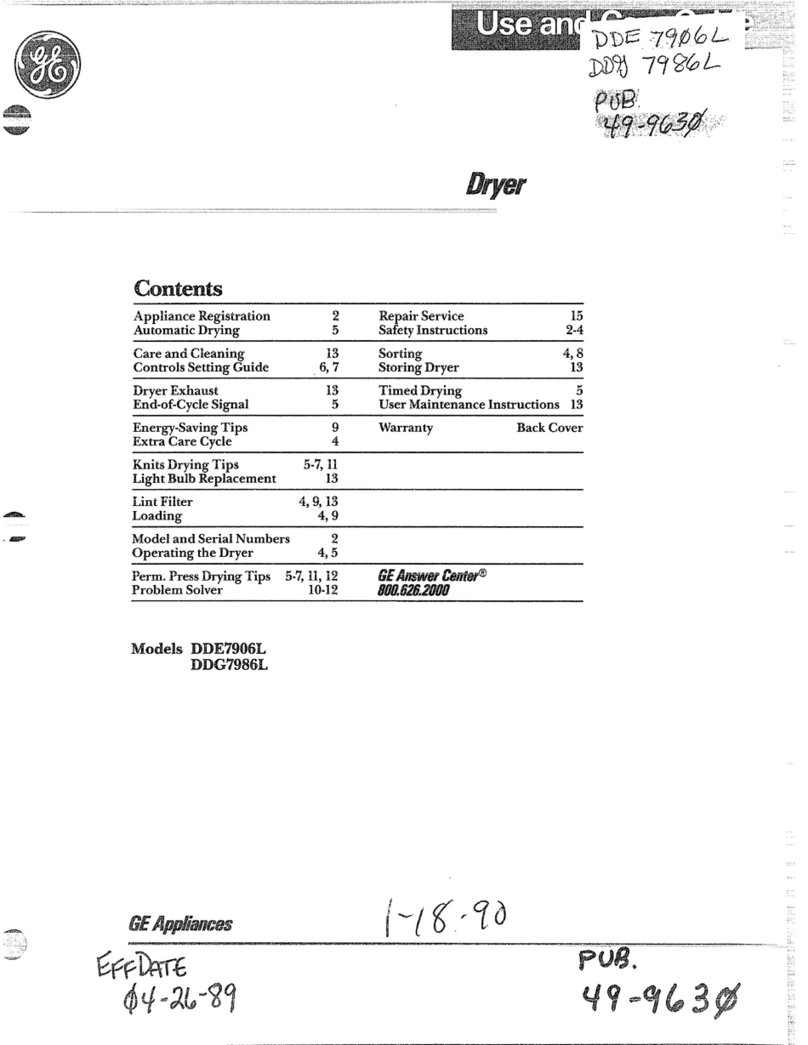 GE DDE7906L User manual