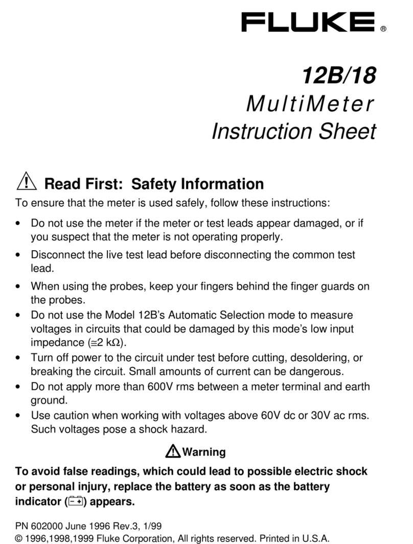 Fluke 12B/18 instruction sheet