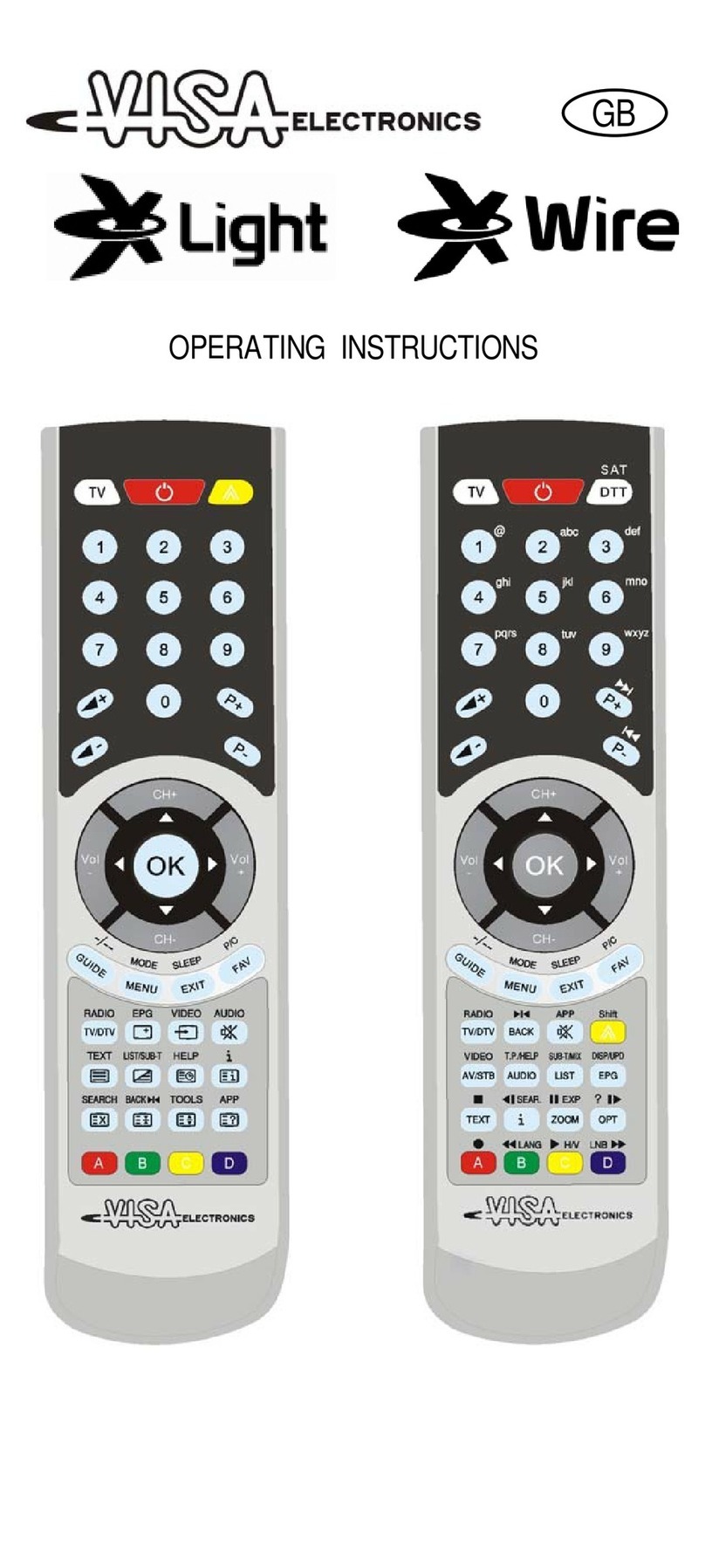 Visa Electronics X-LIGHT operating instructions