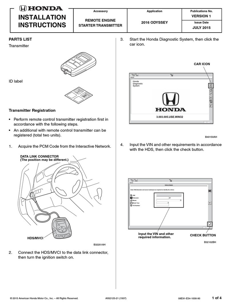 Honda Remote engine starter transmitter installation instructions