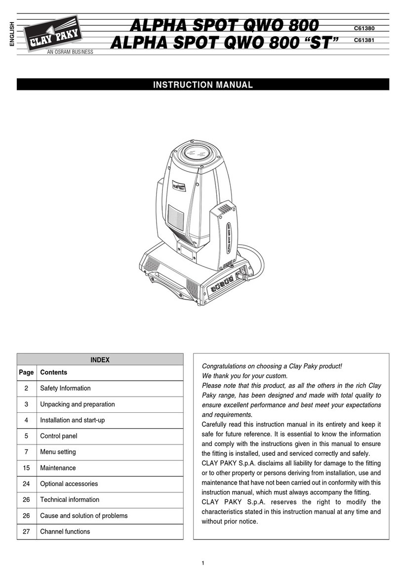 Claypaky ALPHA SPOT QWO 800 ST User manual